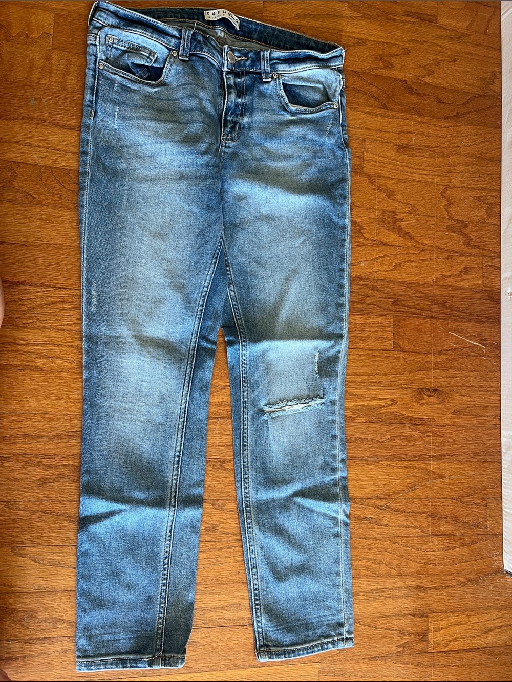 Denim&Co Light Blue Distressed Skinny Jeans